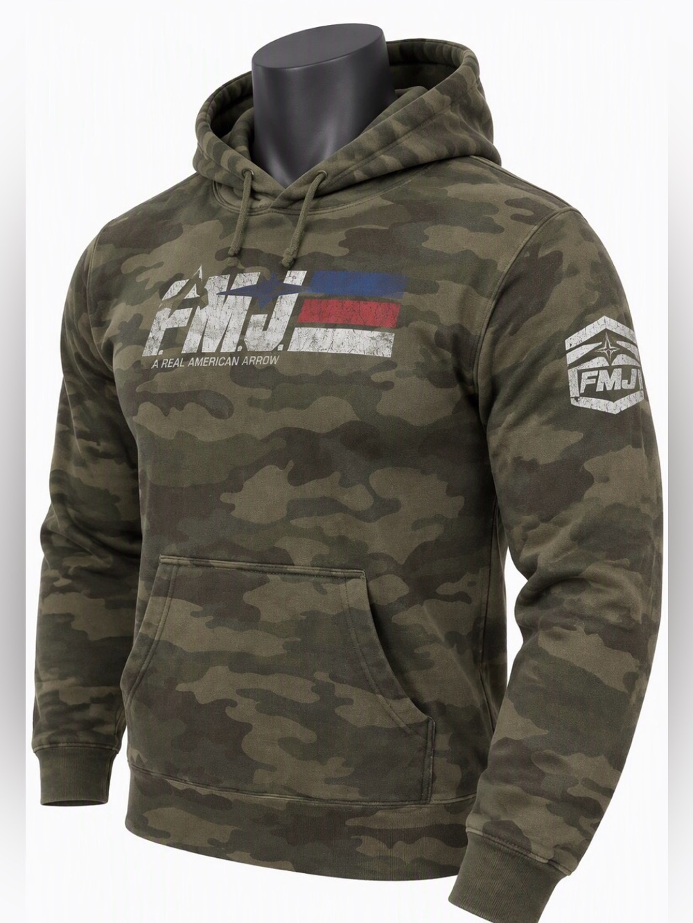 Men’s FMJ A Real American Arrow Camo Pullover Hoodie Men's Medium Green